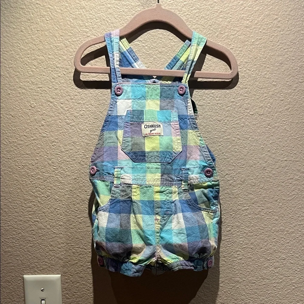 Oshkosh Girl Shortalls Romper Plaid Size 24 Months